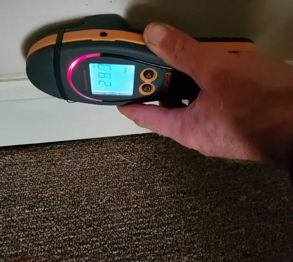 Moisture detection at baseboard during Sewage Cleanup & Sanitation in Skowhegan